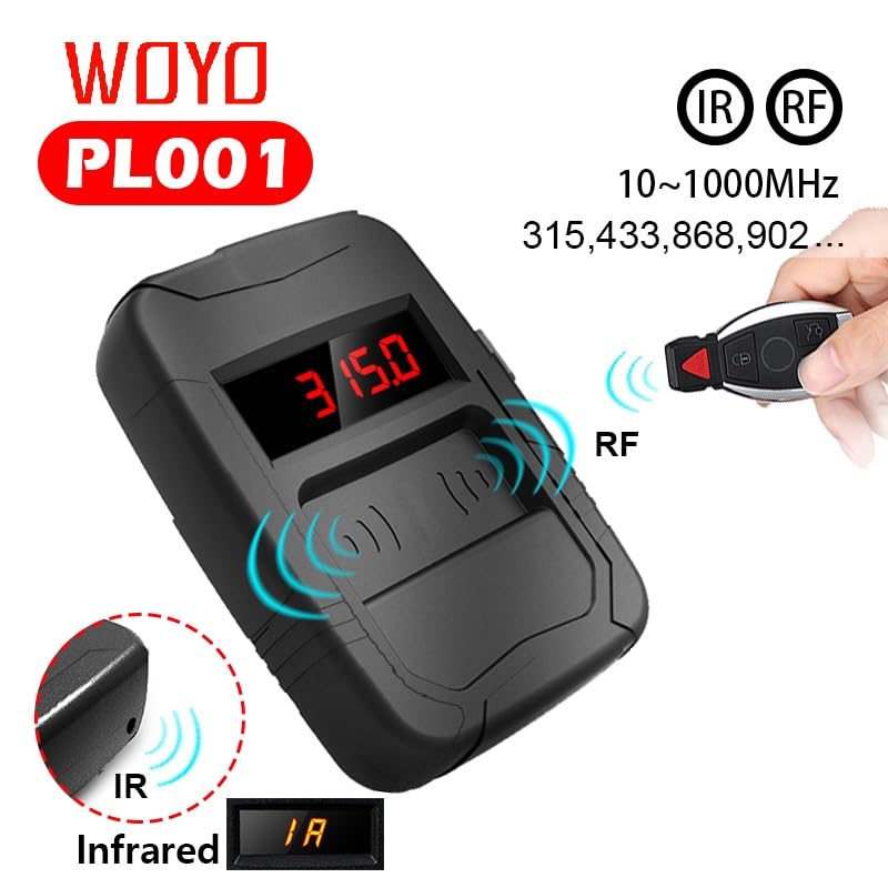 [Australia - AusPower] - Frequency Tester Car Key Fob, WOYO PL001 10MHZ-1000MHZ Automotive Truck Door Remote Control Tester 315/433/868/902 MHZ RF Radio Frequency Digital, IR Infrared Signal TV Remote Detector 