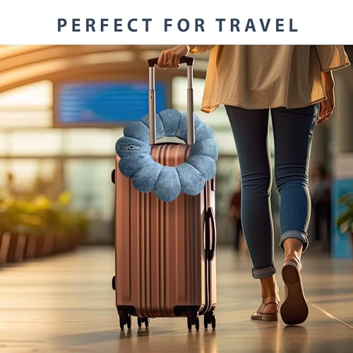 Blue Total Pillow microbead travel neck and lumbar support pillows in a 2-pack, designed for comfort and travel support.