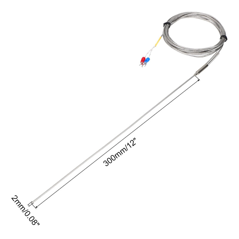 [Australia - AusPower] - MECCANIXITY E Type Thermocouple Temperature Sensor Probe 2x300mm 9.8ft Wire 0 to 800°C(32 to 1472°F) Stainless Steel 