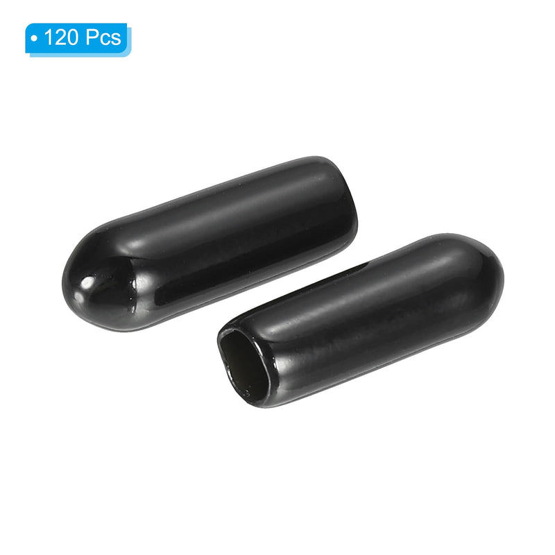 [Australia - AusPower] - PATIKIL 3.5MM Vinyl Rubber End Caps, 120 Pack Flexible Bolt Screw Covers Caps Round Thread Protector Caps for Metal Tubing Rod Bolts, Black 