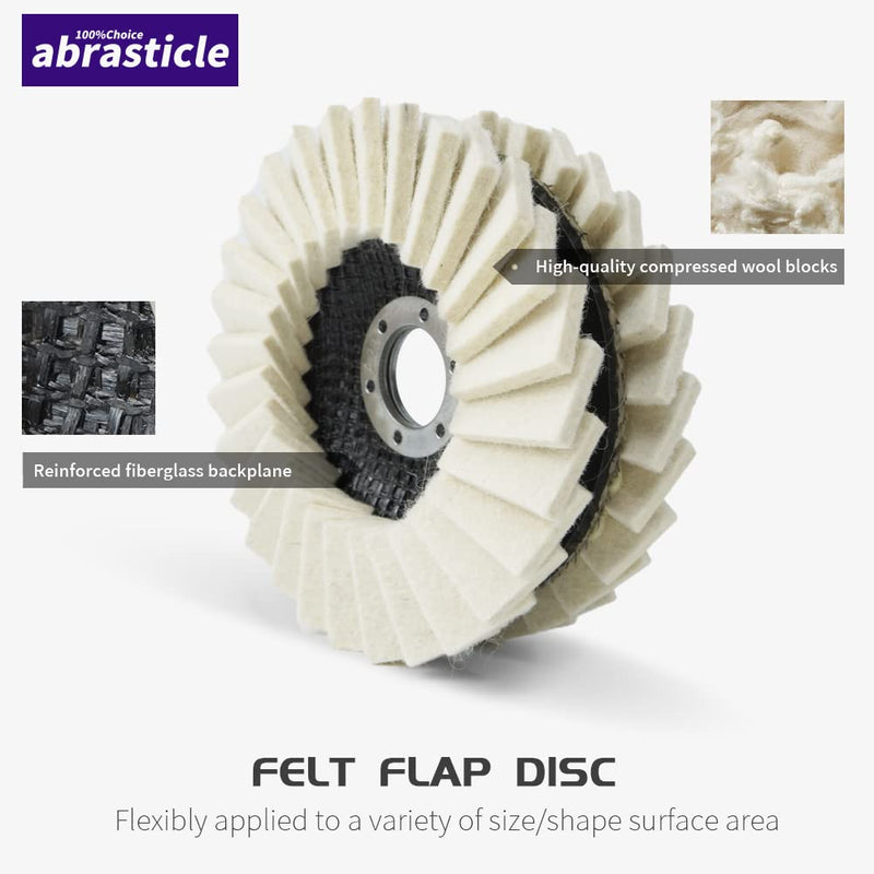 [Australia - AusPower] - 4-1/2" x 7/8" Felt Flap Disc Felt Polishing Flap Discs Wool Flap Buffing Wheel Pad for Angle Grinder 