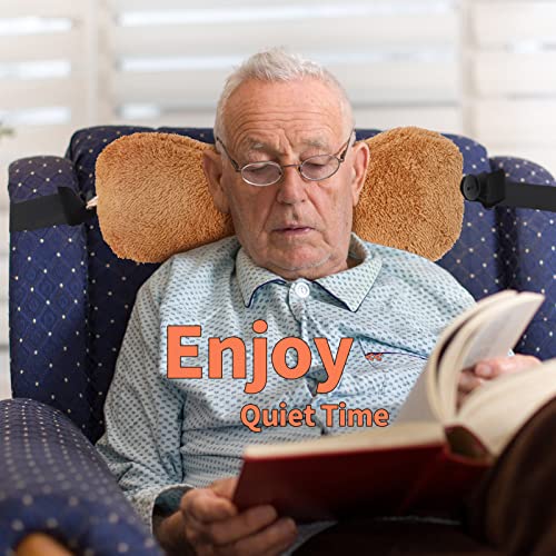 Head Recliner Pillow Adjustable Cotton Headrest Pillows for Recliner Chairs, Pain Relief Neck Support Pillow for Travel Home Sofa Armchair with Zipper Cover (Camel) Camel