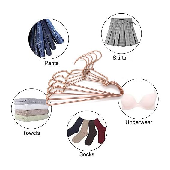 Rose Gold Metal Wire Children Baby Non Slip Toddler Infant Newborn Kids Hangers,12.6" Space Saving Baby Clothes Coat Children's Closet Durable Hangers (10)