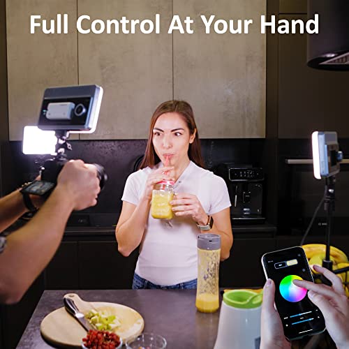 VILTROX RGB Led Panel Light, Smartphone Control Full Color On Camera LED Photography Light, 2600K-6800K Dimmable LED Video Light, with NP-F550 Battery (Sprite 15C) 15W RGB & Bluetooth