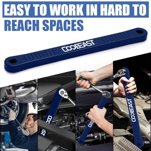 Coobeast 3/8-inch blue offset extension wrench, impact-ready socket wrench extender tool, 13.4 inches long