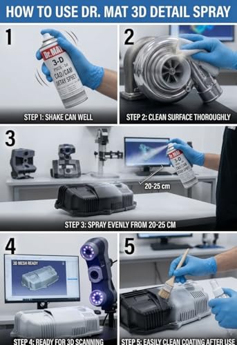 3D DETAY(DETAIL) SPREY PSCS – 04 500 mL, – Professional 3D Scanner Spray for Reflective & Transparent Parts | 1-2µm High-Precision Matte Coating | Compatible with All Laser & Optical Scanners
