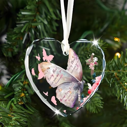 Glass Christian Gifts for Women Inspirational Gifts with Bible Verse Prayers Religious Gift Scripture for Women Men Friends Mom Valentines Birthday Gift Butterfly-c