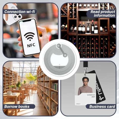 Pack of 50 NTAG215 NFC Tag Stickers Transparent - RFID Sticker 25 mm NFC Chip Compatible with iPhone Shortcuts iOS App HomeKit & Android Smartphone Apps | NFC215 Rewritable
