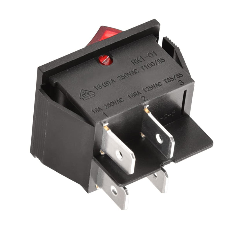 [Australia - AusPower] - Rocker Switch ON-OFF DPST 4 Terminals Red light 16A 250VAC 2Pack 