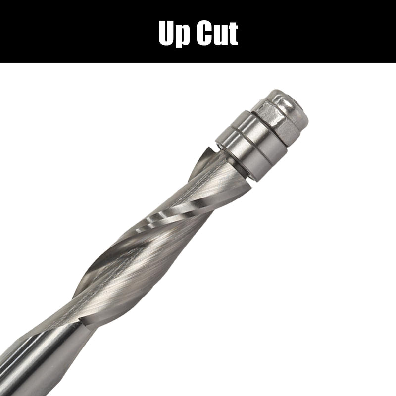 [Australia - AusPower] - AKYLIN Spiral Flush Cutter 8 mm Shank, Up Cut Spiral Cutter for Router, 8 mm Cutting Diameter, 28.6 mm Cutting Length Spiral Grooved Double Ball Bearing Wood Cutter for Cutting Wood 8x8x28.6mm Up-cut 