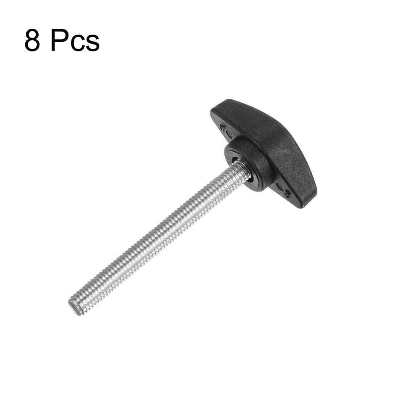[Australia - AusPower] - HARFINGTON 8pcs Tee Wing Knobs M6 x 60mm Metric Male Threaded Stud T Head Plastic Knob Handles Thumb Screws Hand Clamping Tightening Knob Grip Thumbscrew, Black M6 x 60mm x 36mm 