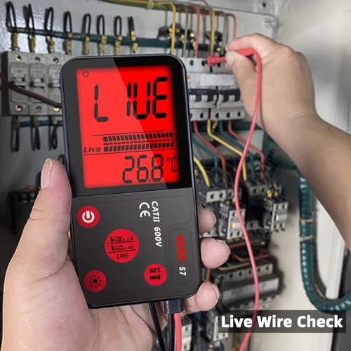 BSIDE Smart Digital Multimeter Tester, Red & Green Backlight with Rechargeable, True RMS Pocket 6000 Counts Auto-Ranging Voltmeter, Measures Resistance Continuity Frequency V-Alert Voltage Live Check