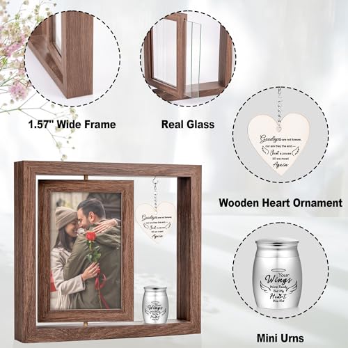 Memorial Picture Frame with Urn, 360° Rotating 4x6 Photo Display, Goodbyes Goodbyes are not forever