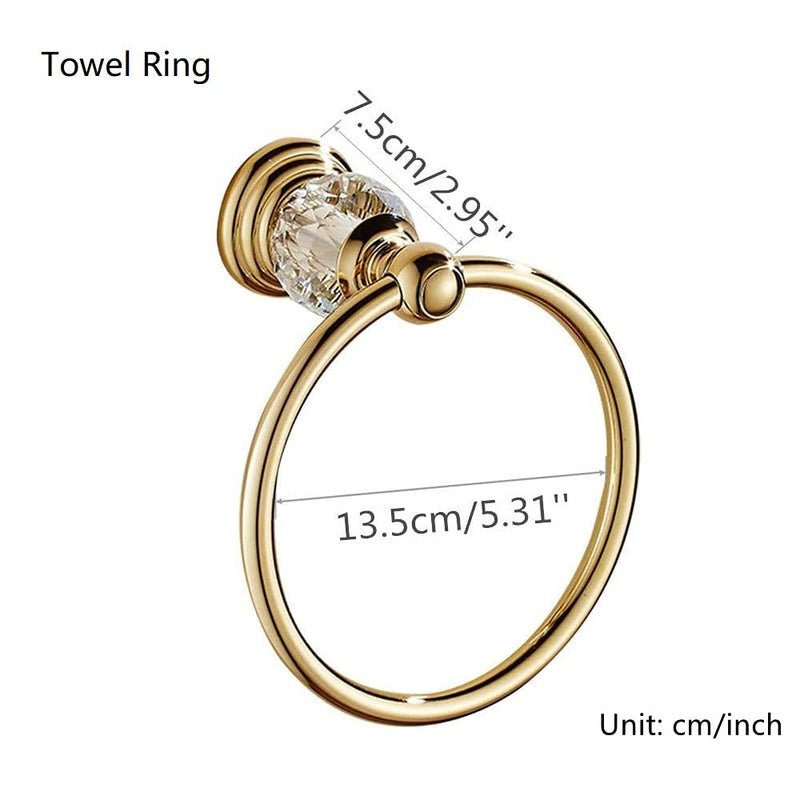 WOLIBEER Crystal Gold Toilet Paper Holder Hand Towel Ring Crystal Bathroom Accessories Set Modern Paper Towel Holder Include 2 Pieces Bathroom Hardware