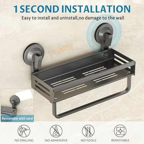Onemake Shower Caddies Suction Cup, 2 Pack 11.8-inch Shower Organiser, Gray 11.81IN-2 PACK