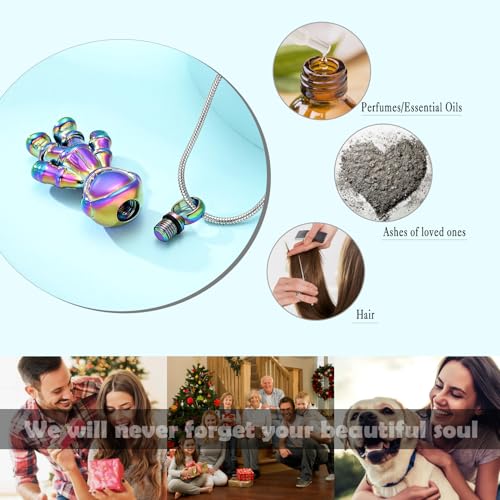 Astronaut Urn Necklace for Ashes Cremation Jewelry for Women Men Stainless Steel Spaceman Memorial Necklaces Ash Holder for Human Pets Keepsake Jewelry for Loved Ones with Fill Tool Rainbow