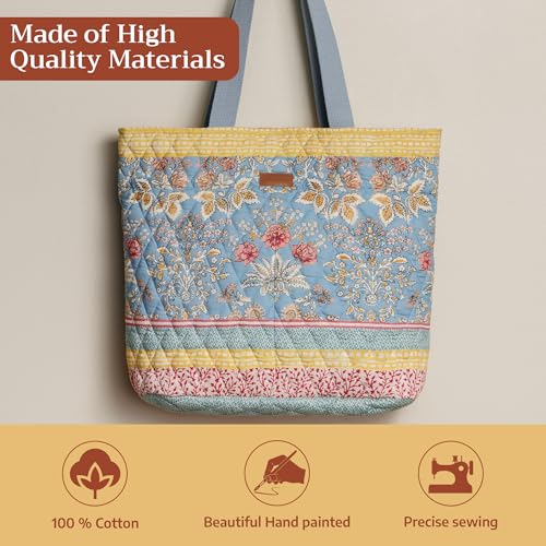 Maison d' Hermine Shopping Bags Cotton Quilted Tote Bag with Zipper Pockets 027 - Marquise