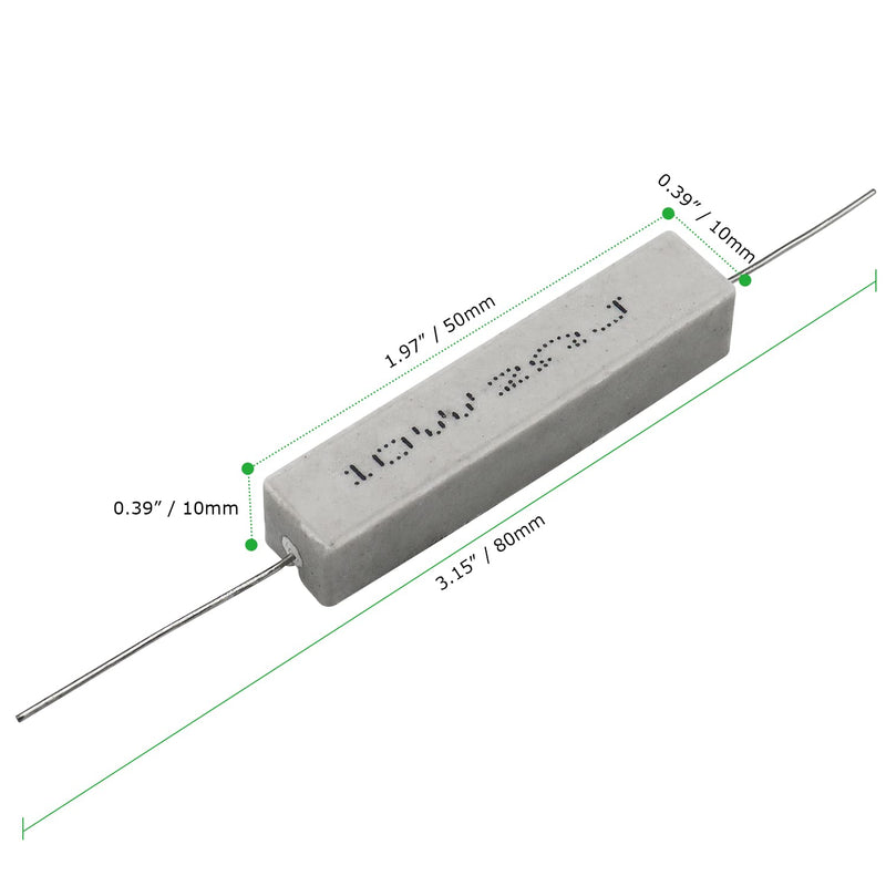 [Australia - AusPower] - Cement Resistor,10 PCS 10w 2 ohm 5% Axial Lead Wire Resistor White Wound Fixed Ceramic Cement Resistors Wirewound Cement Power Resistors Flame Heat Moisture Resistance Precharge Horizontal Resistors 10W2?J 