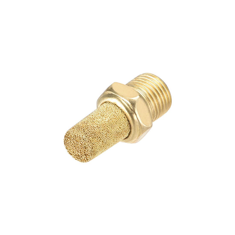 [Australia - AusPower] - uxcell Brass Exhaust Muffler, 1/8" PT Male Thread 15/32" Hex Sintered Air Pneumatic Bronze Muffler with Brass Body Protruding 5pcs 