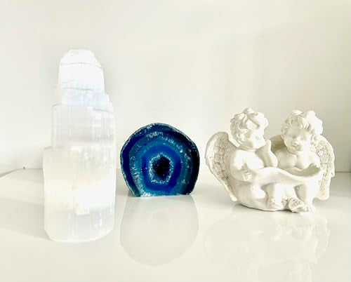 Serafino Brazilian Agate Geode – Natural Healing Crystal for Meditation, Reiki, Home Decor & Spiritual Gifts – Unique Energy Stone Blue
