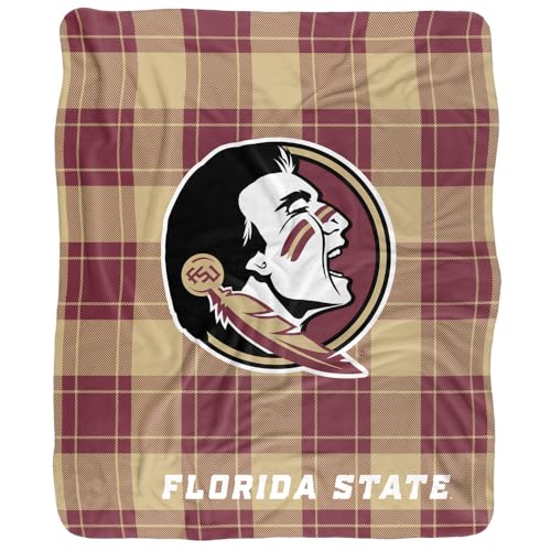 LOGOVISION Florida State University Campus Plaid Spirit Silky Touch Sherpa Back Super Soft Throw Blanket 50"x60" 50" x 60"