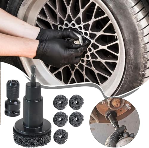7 Piece Wheel Hub Grinder Set with 5 Sanding Discs, Wheel Bolt Cleaning Tool for Quick Rust Removal, Suitable for 1/2 Inch Impact Wrench and Cordless Screwdriver