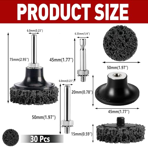 PONTASS 2-inch black diamond strip wheels, 30-piece quick-change grinding disc set in gray packaging
