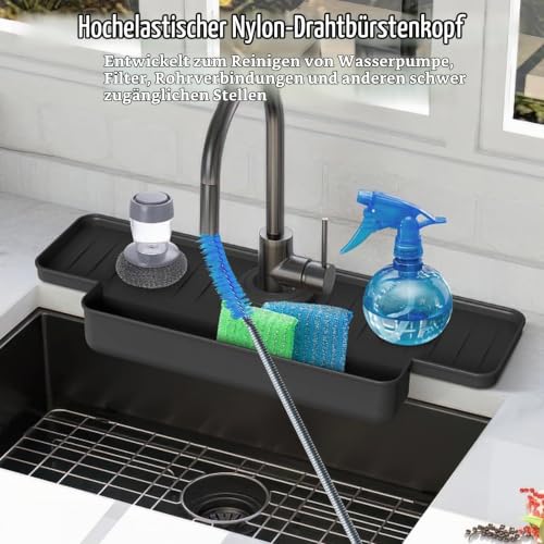 Aquarium Cleaning Brush, 155 cm Double Head Flexible Cleaning Brush, Aquarium Hoses, Filter, Pipe Brush for Aquarium Pipes, Aquarium Cleaning Brush, Hose Cleaning Tool, Hose Cleaner blue