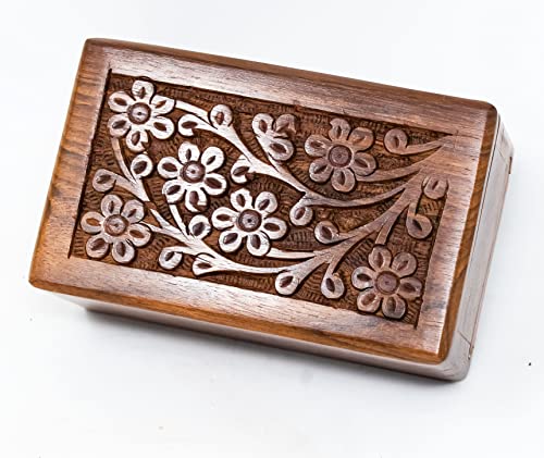 Handcrafted Keepsake Wooden Urn Box for Ashes - Beautiful Wooden Urn Tree of Life Design Handmade Rosewood Cremation Urns - Small Wood Box Cremation urns Medium