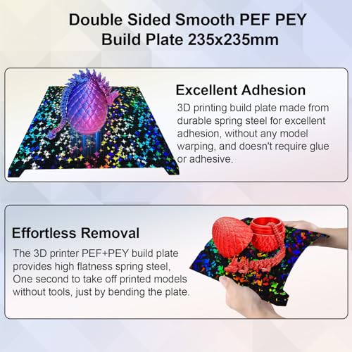 IdeaFormer Smooth Rainbow Confetti+Galaxy PEF Pressure Plate 235 x 235 mm, Spring Steel PEF Build Plate No Magnetic Print Bed for Creality K1C/K1/K1 SE/Ender 3 V3 SE/KE/Ender 3 S1/Pro/Ender 5 S1 235x235mm PEF (Rainbow Confetti+Galaxy)
