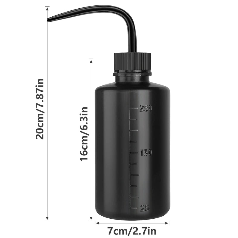 [Australia - AusPower] - Wash Bottle 2pcs 250ml/8oz Safety Bottles Watering Tools, Economy Plastic Squeeze Washing Cleaning Bottle with Narrow Mouth Scale Labels for Medical Succulent Irrigation Wash Plant Bottle (Black) Black 