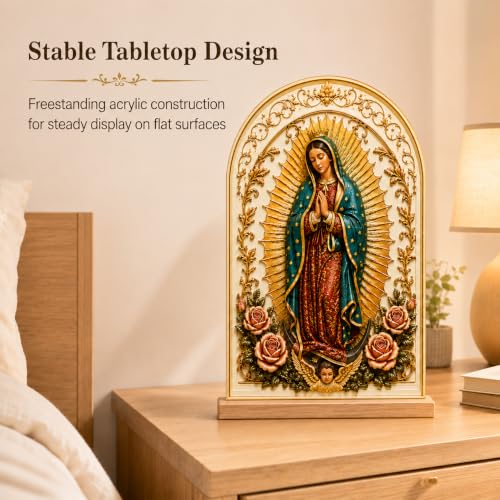 Our Lady of Guadalupe Statue Acrylic Decor Religious with Stand Our Lady of Guadalupe
