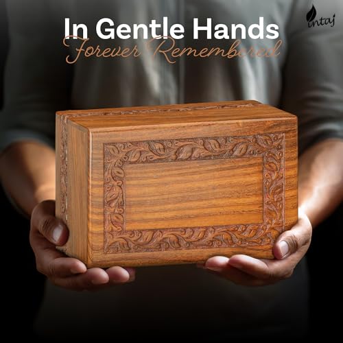 Rosewood Cremation Urn for Human Ashes, Carved Border, Medium 110 lb Carved Border Rosewood Medium (110 lb)