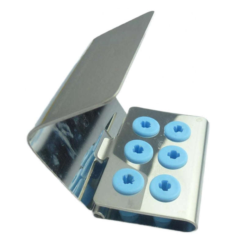 [Australia - AusPower] - Dental Ultrasonic Scaler Piezo Holder for 6 Tips/Burs with Cover 2PCS Stainless Steel Scaler Kit Sterilizer Stand Blocks 