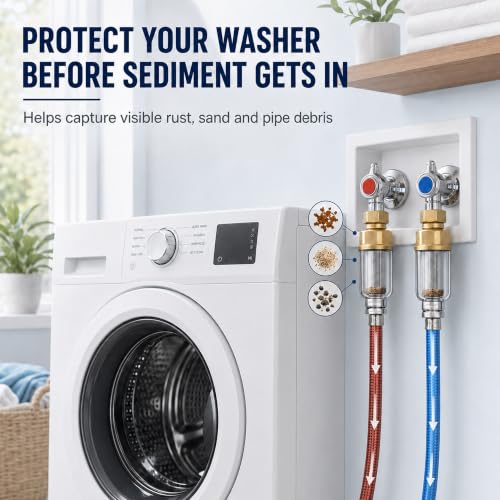 Binboov 2-pack washing machine water filter, reusable 50-micron sediment faucet mount filters