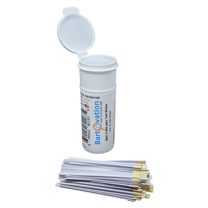 [Australia - AusPower] - Restaurant Quaternary Ammonium (QAC, Multi Quat) Sanitizer Plastic Test Strips, 0-400 ppm [Vial of 100 Strips] 