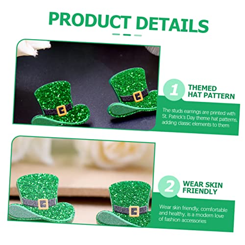2 Pairs Hat Earrings Green Earrings for Women Studs Ladies Ladies Hats Winter St Patricks Day Dress up Trendy Acrylic Small Miss 2x1.6CMx5pcs Greenx5pcs