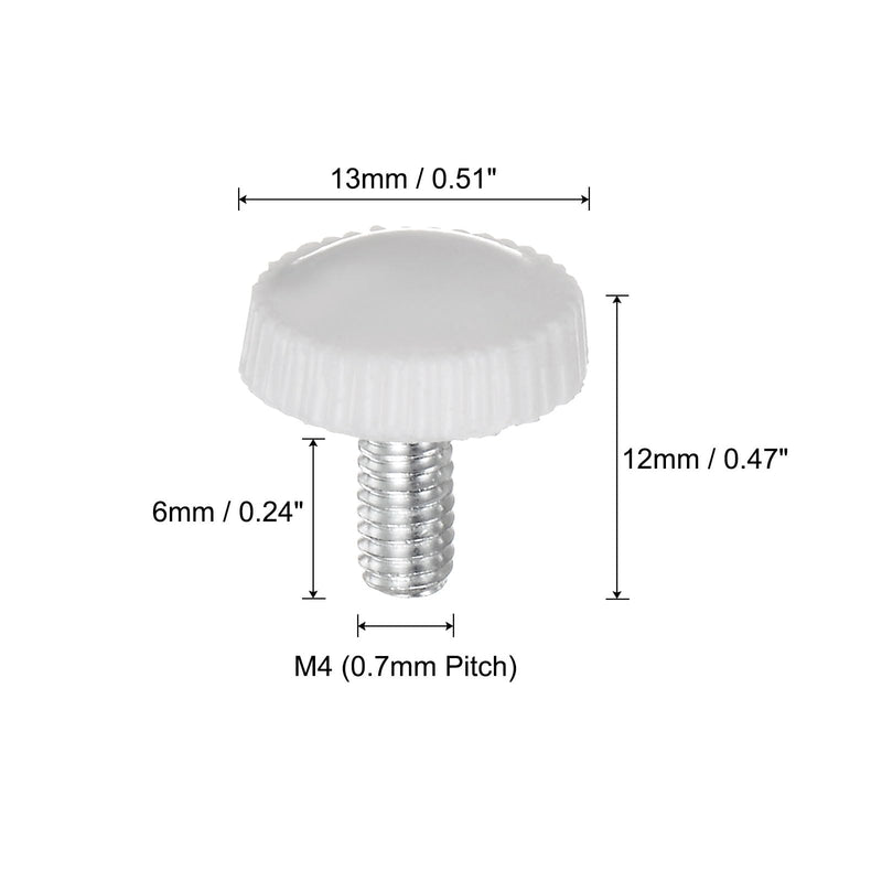 [Australia - AusPower] - uxcell 30pcs M4 x 6mm Male Thread Knurled Knobs, Thumb Screw Clamping Knobs Grip Plastic Handle Hand Knobs with Threaded Stud, White 