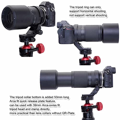 iShoot Lens Collar Tripod Mount Ring Compatible with Tamron 70-300 f/4.5-6.3 Di RXD III A047 Z Mount, Support Holder Bracket Arca Fit Quick Release Plate Dovetail for Arca-Swiss Type Clamp Stabilizer