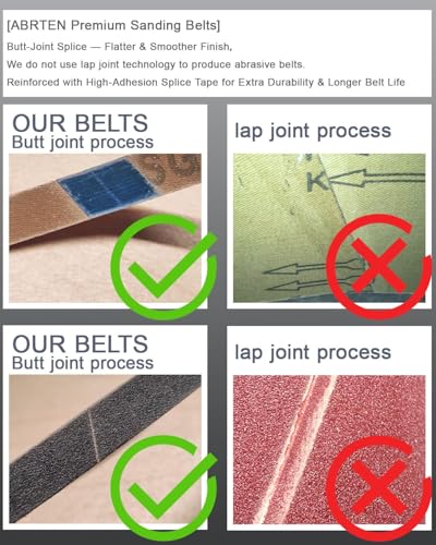 1/2 x 18 Inch Sanding Belts, Ceramic + SiC, 20 Pack, 60-240 Grit 1/2x18 inch
