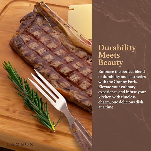 Lamson Pickle Fork, 3 Tine Stainless Cooking Fork, Walnut Handle, 7 In 3-Tines 7"