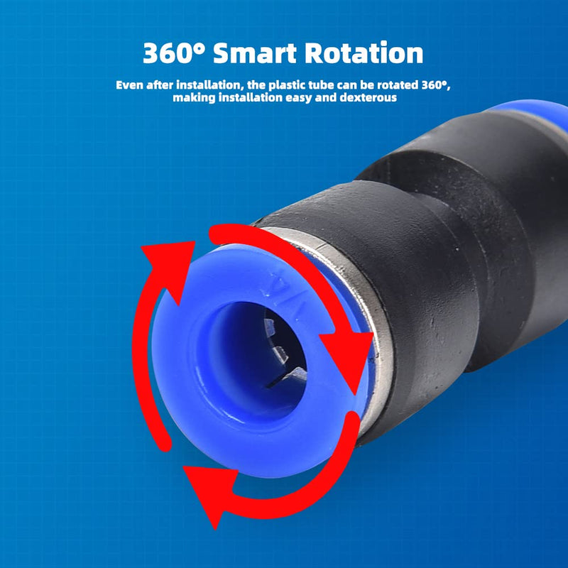 [Australia - AusPower] - 60Pcs Quick Connect Air Hose Fittings 1/4 inch OD 15 Spliters+15 Elbows+15 tee+15 Straight Quick Release Pneumatic Push to Connect Fittings Kit Air Line Fittings for 1/4 inch Tube 60 PCS 