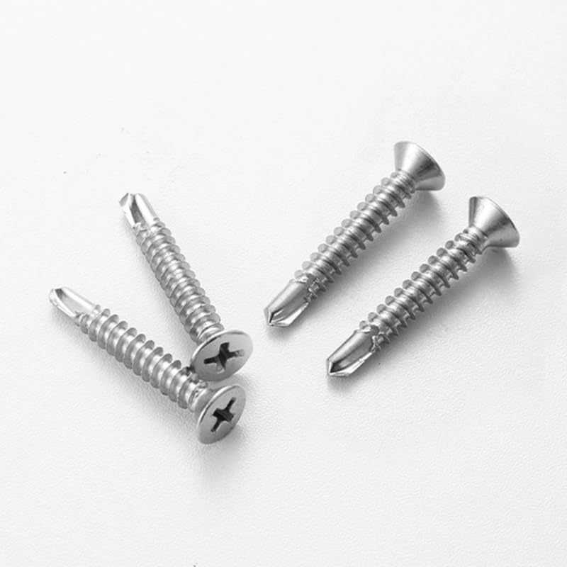 [Australia - AusPower] - #6 x 3/4" (100 Pack) Flat Head Sheet Metal Screws Self-Tapping Screw Phillips Head Self Drilling Screws, 410 Stainless Steel #6 x 3/4'' 