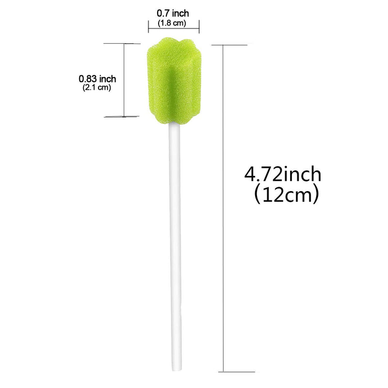 [Australia - AusPower] - (50 Pack) Disposable Oral Swabs, Sterile Dental Sponge Swabsticks Unflavored for Mouth & Gum Cleaning Green 