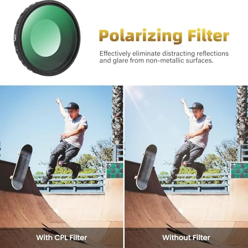 Walking Way Camera Lens Filters ND PL Set Compatible with DJI Osmo Action 4/5 Pro Accessories Kit, 4 Pack CPL ND8 ND16 ND32 Camera Lens Polarizing Neutral Density Filters Multicoated HD Optical Glass CPL/ND8/ND16/ND32