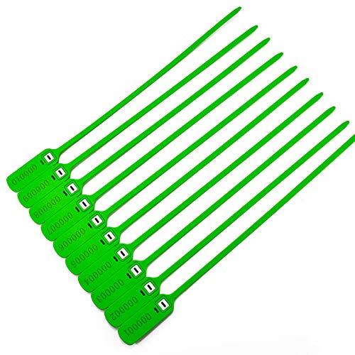 [Australia - AusPower] - Heavy Duty Plastic Truck-Trailer Seals Numbered Security Tags Safety Ties Pull-Tight Pad-Locks Cable Pull Ties - Straps, Metal Insert Clip Lock, Length 400 mm 15.8" (Green, 100 PCS) Green 