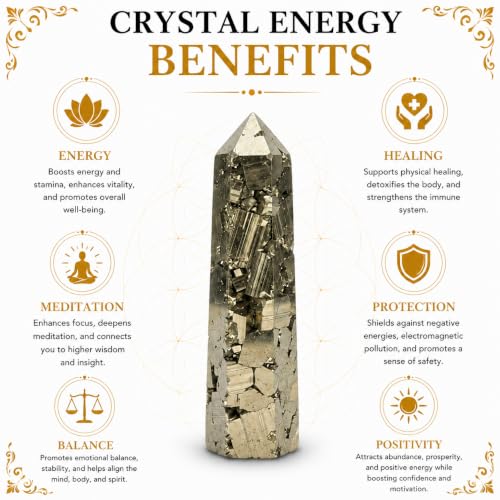 Jet Pyrite Obelisk Tower (Approx. 3 to 3.5 Inch) – Natural Golden Pyrite Crystal Polished Gemstone Decorative Piece for Home & Office Decor
