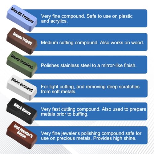 SPEEDWOX 6-piece metal polishing compound kit with multi-color buff bars for jewelry finishing