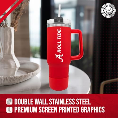 Alabama Crimson Tide 40 oz Tumbler with Handle and Straw - Crimson Alabama Crimson Tide 40 Ounces