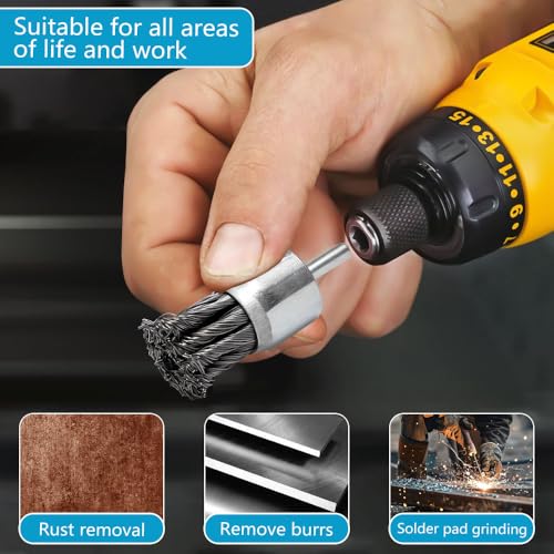 12 Piece Wire Brush Drill Set for Corrosion, Paint Removal | 20mm/25mm/30mm, Wire Brush Wheel for Drill, Brush Head Brush, Wire Brush for Drill, Wire End Brush Set